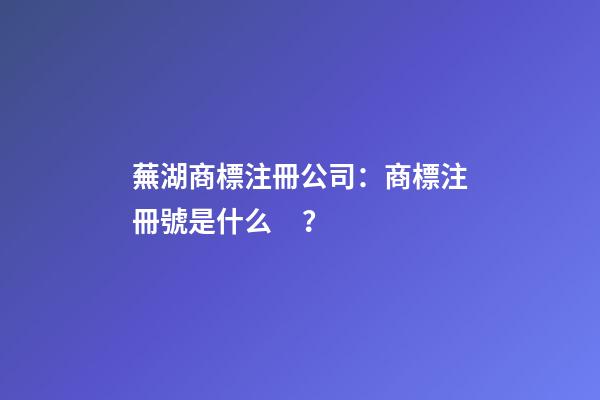 蕪湖商標注冊公司：商標注冊號是什么？